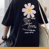 Tシャツ メンズ 半袖 デイジー 花柄 ルーズ プリント ロゴ 人気 オシャレ 3色