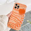 スマホケース iPhone7 8 X SE 11 12 ゼブラ ハートチェーン レター ロゴ ブレスレット オレンジ